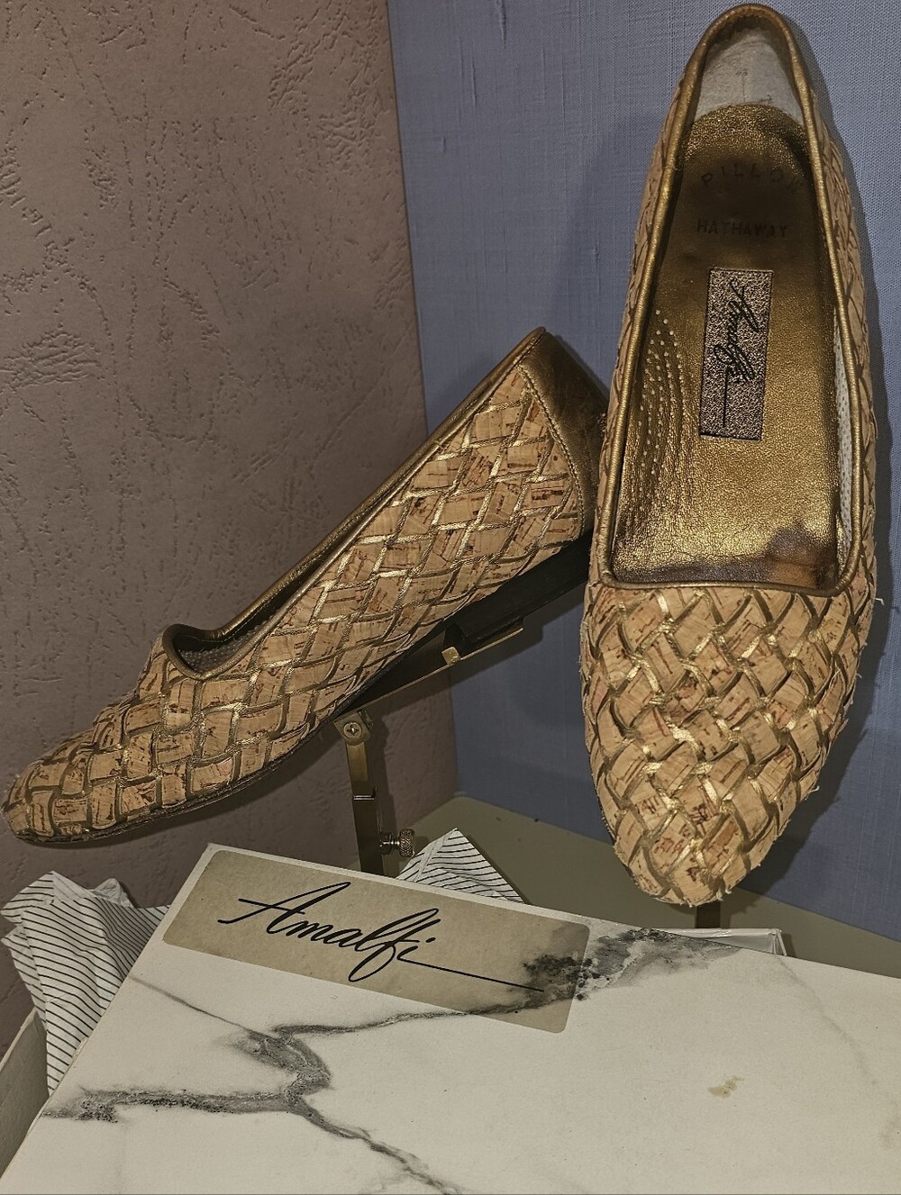 Amalfi Woven Metallic Gold Women's Loafers Vintage